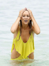 Stephanie Pratt With Her Big Tits In A Yellow Swimsuit