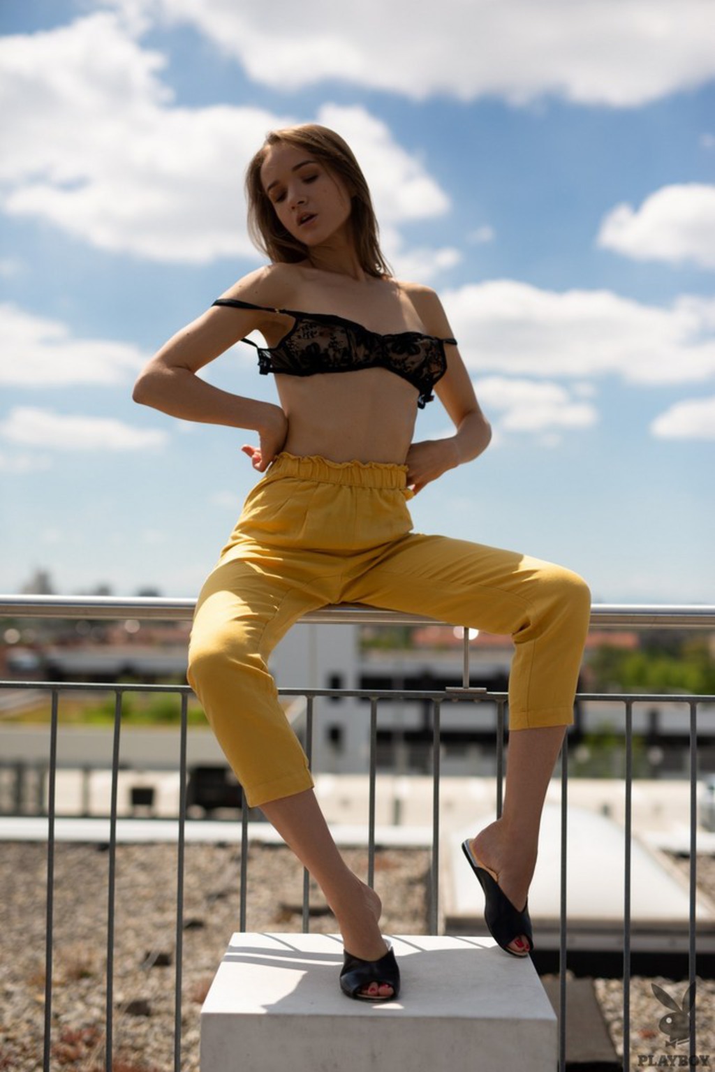 Sexy Vi Shy Strips And Sunbathes Nude On The Roof 06