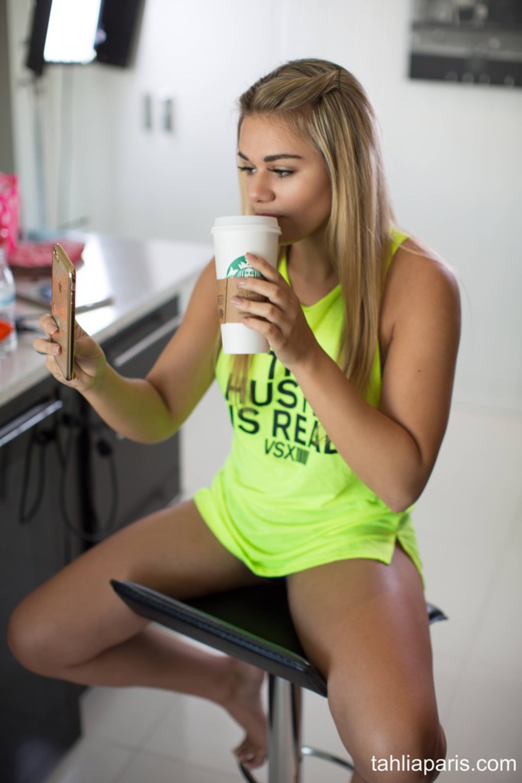 Tahlia Paris Drinks Her Coffee And Shows Boobs  06