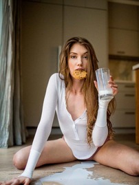 Naughty Elena Koshka Plays With Milk And Cum